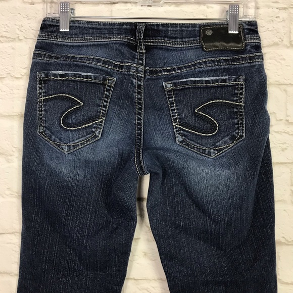 Silver Aiko Kick Flare Crop Midrise Denim Capris - Picture 3 of 7